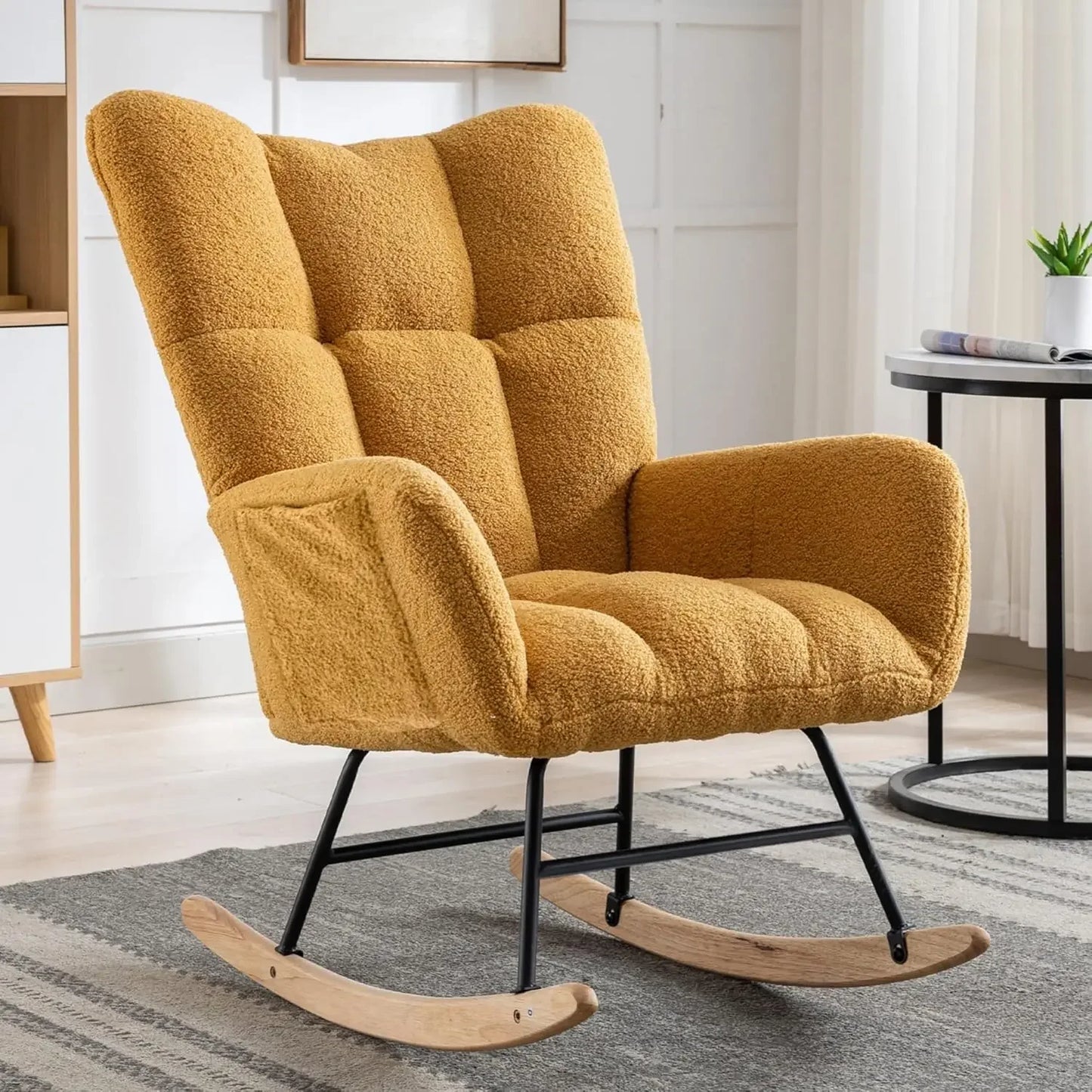 Nursery Teddy Upholstered Glider Rocker Chair High Back