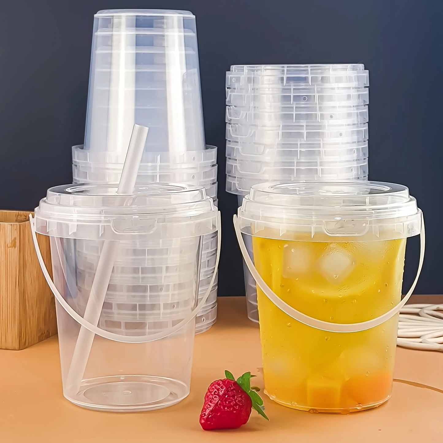 10 Pack 33.81 Ounce Large Plastic Cups with Lids and Straws Reusable BPA Free Beverage Tumblers for Iced Drinks and Party Ice Buckets