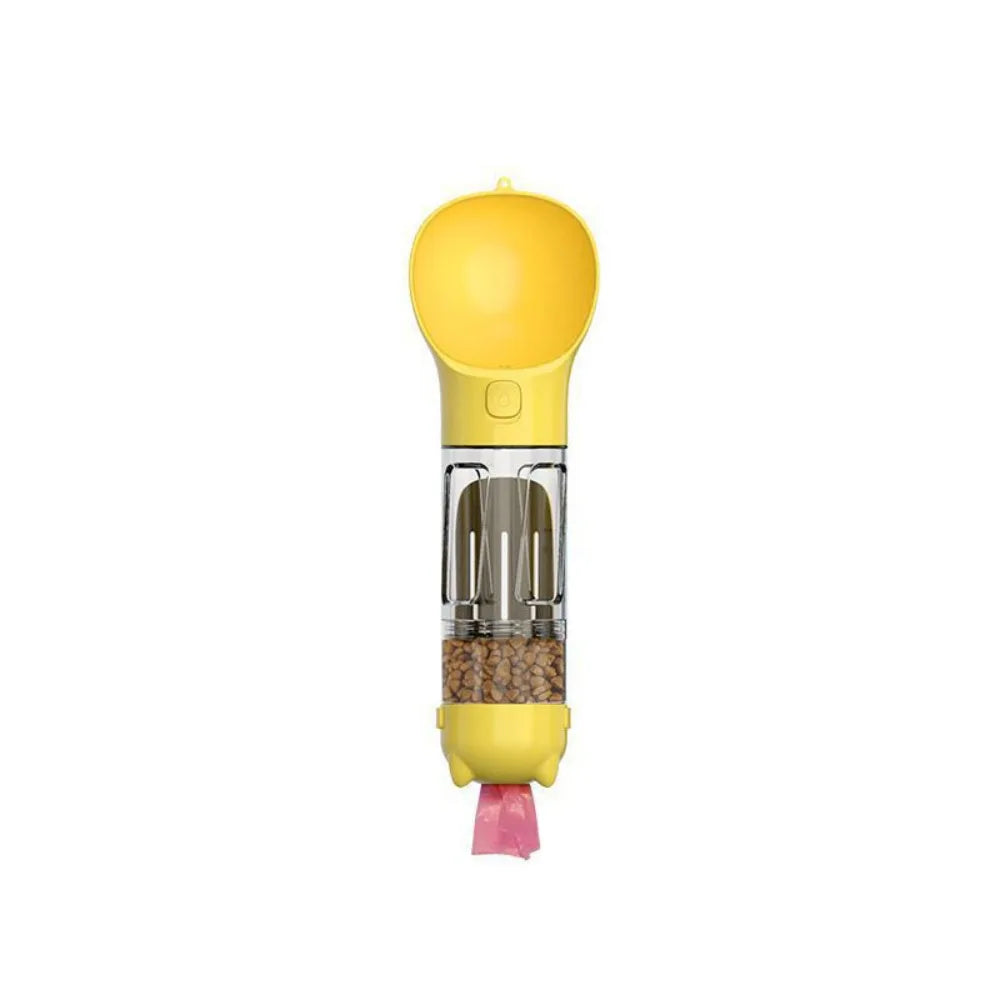 300 500ml Pet Water Food Dispenser 3 in 1 with Trash Bag Box and Shovel Leak Proof Dog Water Bottle Dog Food Feeder Cat Yellow