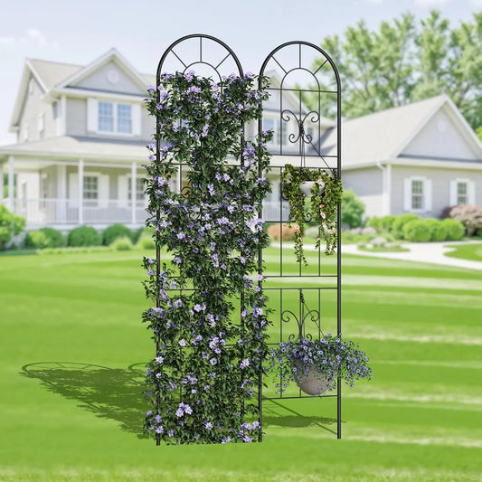 Garden Trellis Coated Rustproof Iron Arch Decoration Trellis for Climbing Plants Outdoor Rose Vegetable Flower Support