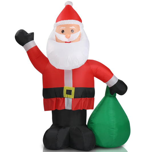 6 FT Lighted Christmas Inflatable Santa Claus Decoration with Large Gift Bag Funny Blow Up Yard Decor