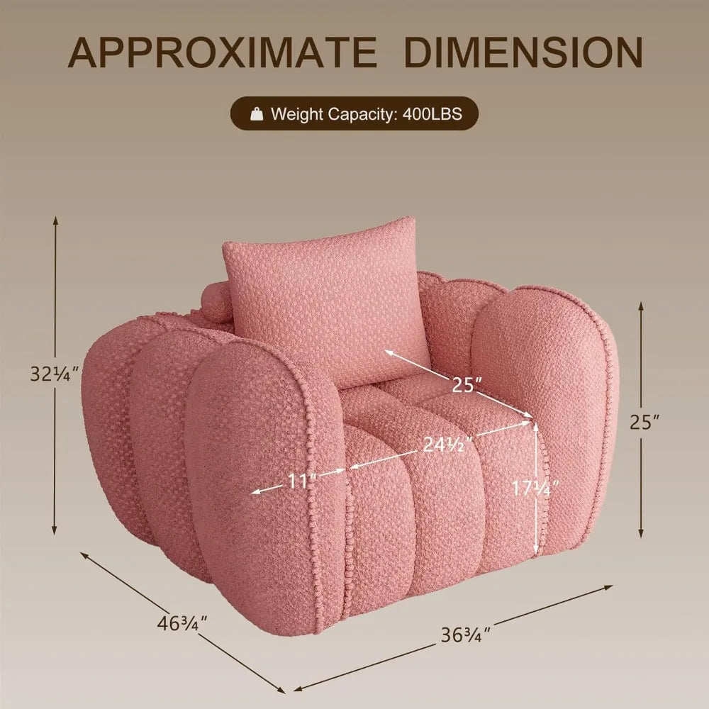 Pumpkin-Shaped Oversized Accent Chair, Upholstered Boneless Lounge Chair No Assembly, Morden Cloud Comfy Chair Wide Se