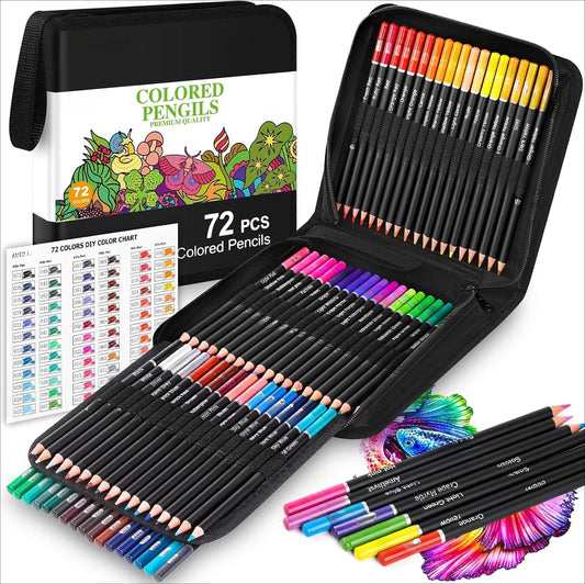 72 Color Pencil Coloring Book for Adults Back to School Supplies Soft Core Artist Drawing Sketching Pencil Set