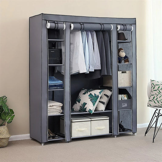 69 Inch Portable Clothes Closet Wardrobe Storage Organizer Non Woven Fabric Easy Assembly Strong Durable