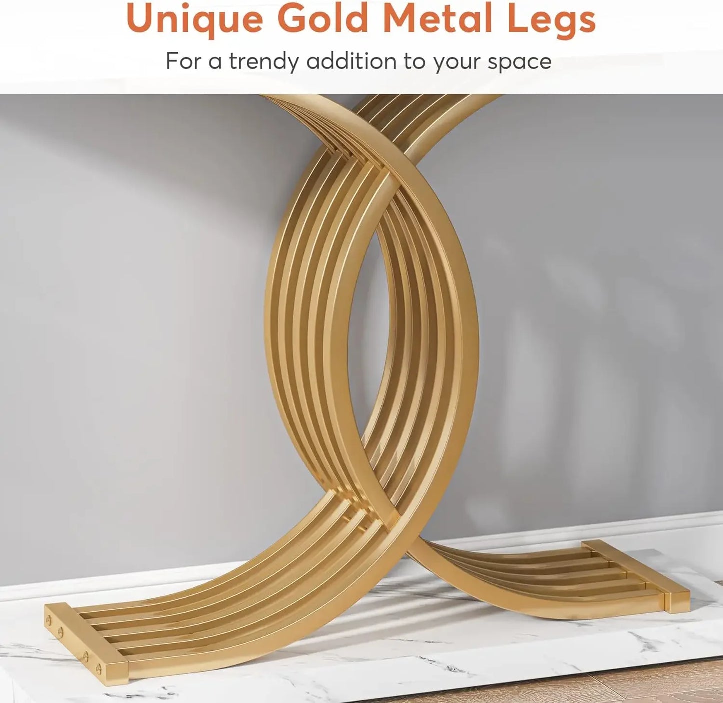 Tribesigns Gold Entryway Table 39 Inch Faux Marble Console