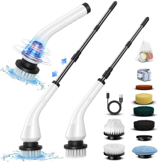 Electric Spin Scrubber With 8 Replaceable Brush Heads