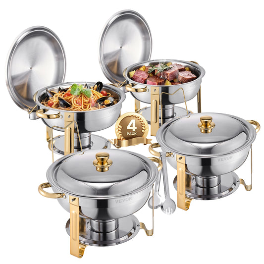 Vevor 4 Pack Chafing Dish Buffet Set Stainless Steel Chafer