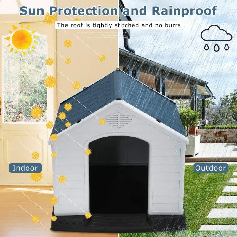 BestPet Dog House Indoor Outdoor Insulated Kennel Durable Plastic Dog House for Small Medium Large Dogs Weather and Water Resistant