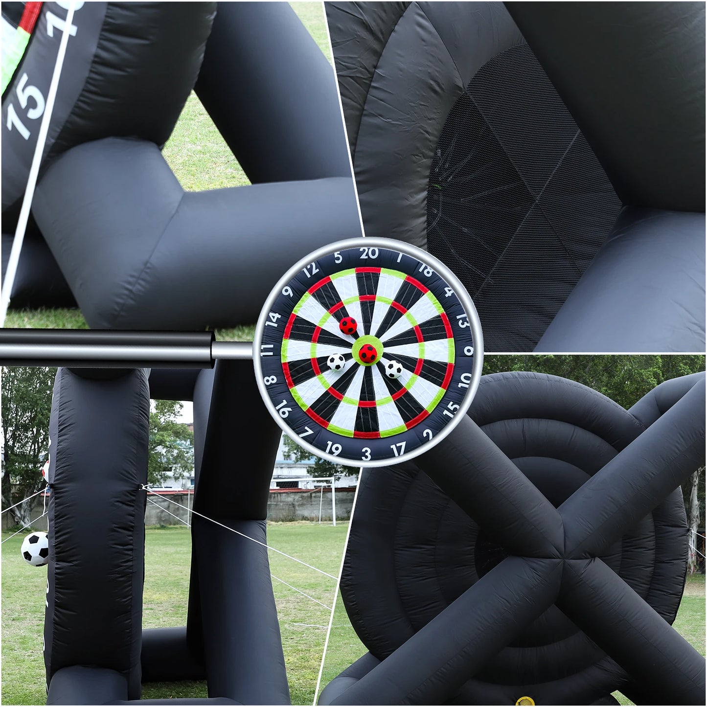 10FT Giant Outdoor Inflatable Soccer Golf Darts Board with 8 Soccer Balls and Blower Football Playground