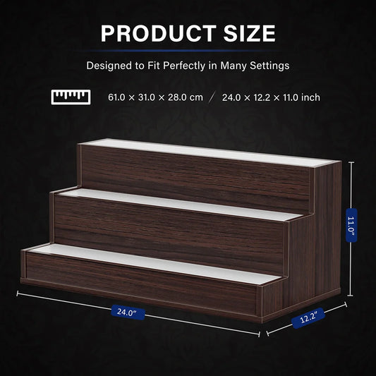 LED Lighted Liquor Shelves Wooden Bottle Display Shelf with App Remote Control for Home Bar Pub Restaurant Party Supplies 20 Inch
