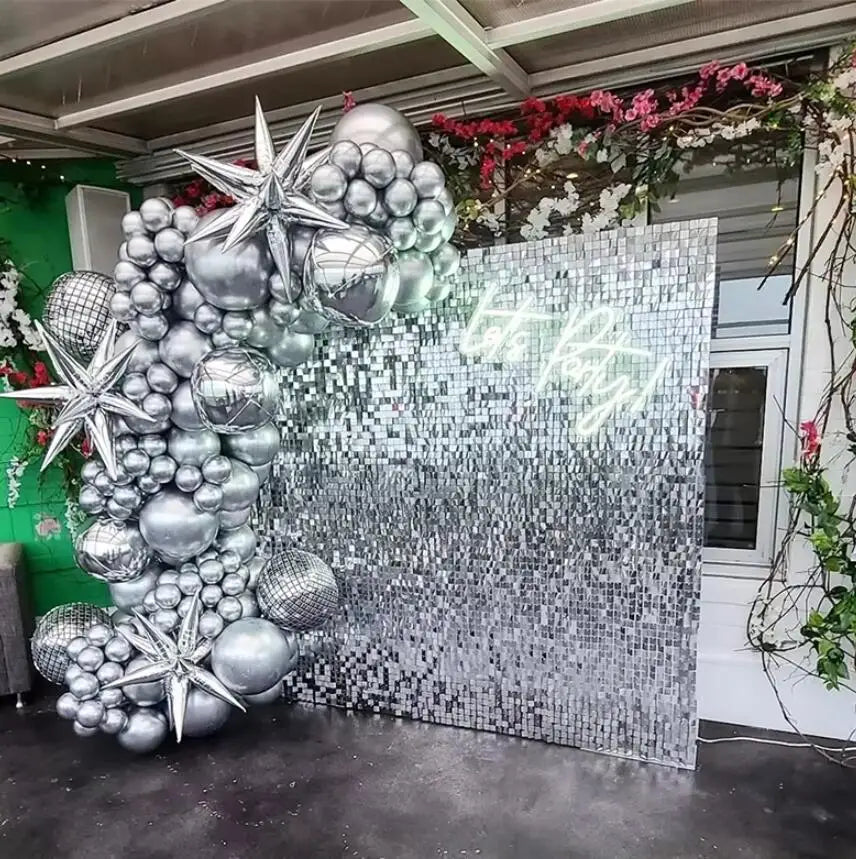 150x180cm Shimmer Wall Backdrop Silver Gold Sequin Panels Wedding Birthday Bridal Baby Shower Party Decor