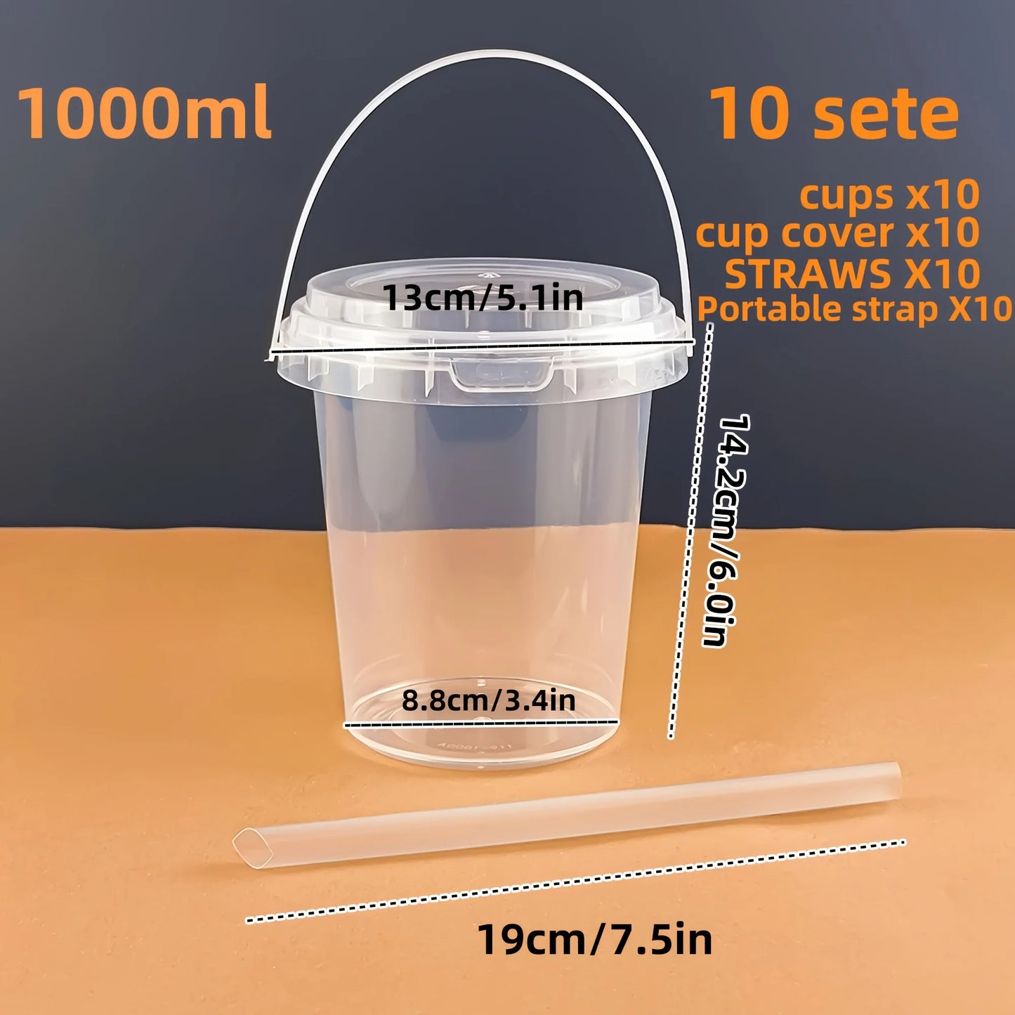 10 Pack 33.81 Ounce Large Plastic Cups with Lids and Straws Reusable BPA Free Beverage Tumblers for Iced Drinks and Party Ice Buckets