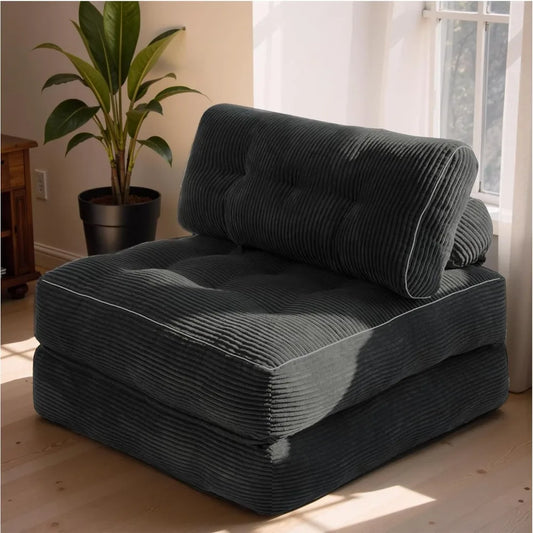 Sofa Bed with Pillow Convertible Sleeper Chair Folding Foam Couch Single Size Floor Mattress