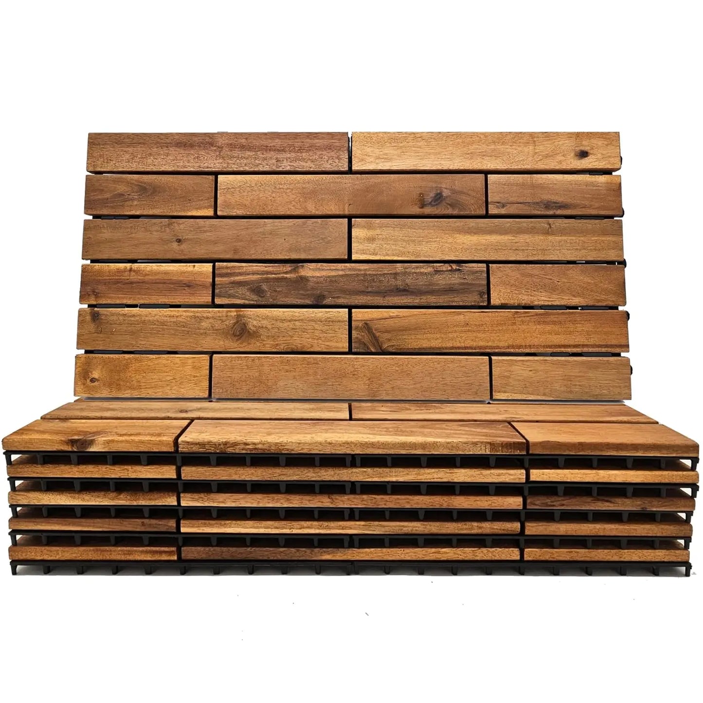 Interlocking Deck Tiles 24x12 Acacia Hardwood Outdoor Patio