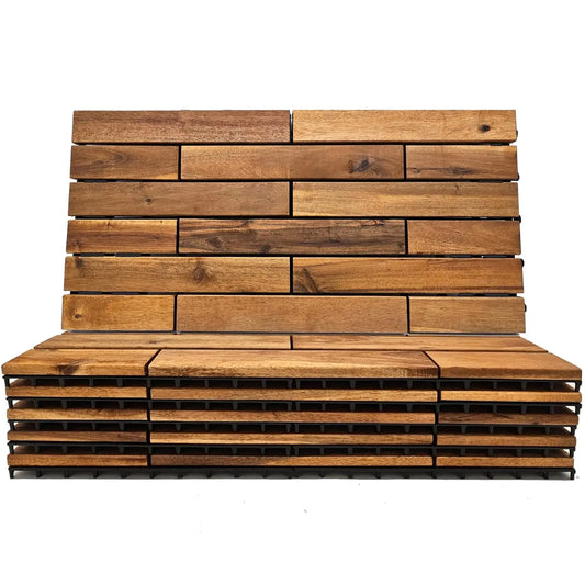 Interlocking Deck Tiles 24x12 Acacia Hardwood Outdoor Patio