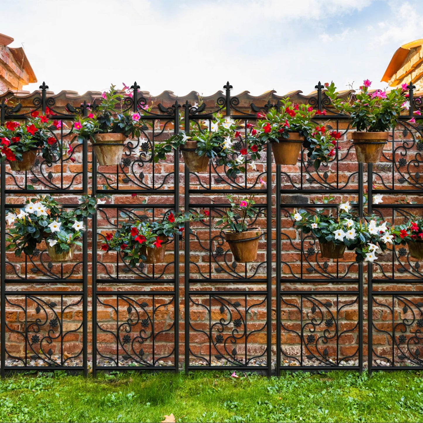 71 Inch Garden Trellis Metal Fence Black Lattice Panel