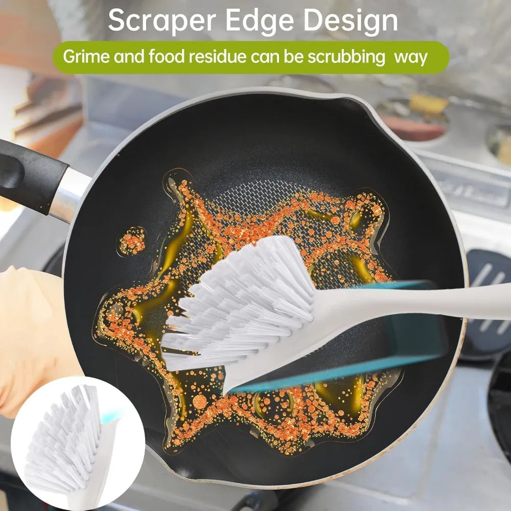 Dish Brush Scrubber With Handle 3 Pack Stiff Bristles